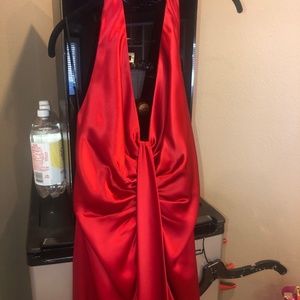 RED STATIN DRESS